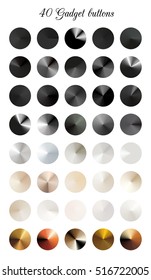 Set of gadget gradient mesh .Metallic buttons collection, industrial design swatches, Vector illustration.