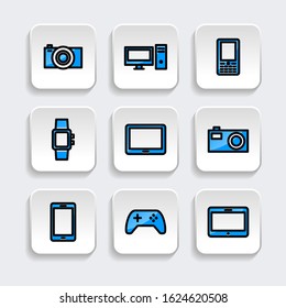 Set of Gadget icon. symbol of device or electronic with trendy filled line style icon for web, logo, app, UI design. isolated on white background. vector illustration eps 10