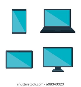 set gadgets isolated icons