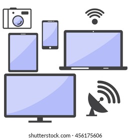 Set of gadgets. Simple icons. Vector image.