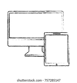 set of gadgets technologies digital responsive electronic