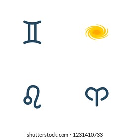 Set of galaxy icons flat style symbols with aries, gemini, galaxy and other icons for your web mobile app logo design.