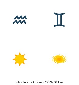 Set of galaxy icons flat style symbols with sun, aqurius, galaxy and other icons for your web mobile app logo design.