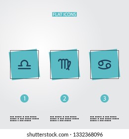 Set of galaxy icons flat style symbols with cancer, libra, virgo and other icons for your web mobile app logo design.