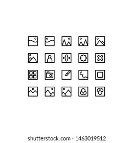 Set of gallery, portrait, ui, picture outline style icon - vector