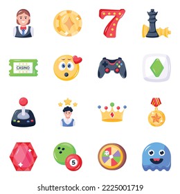 Set of Gambling Flat Icons 

