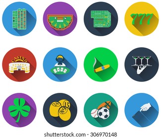 Set of gambling icons in flat design