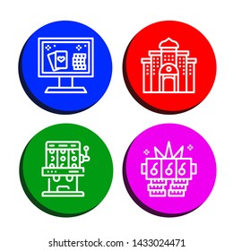 Set of gambling icons such as Online casino, Casino, Slot machine, Jackpot , gambling
