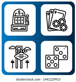 Set of gambling icons such as Slot machine, Gambling, Las vegas, Dice , gambling