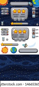 Set of game backgrounds with stars at night time illustration