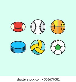set of game balls for active sports