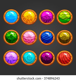 Set of game buttons. Interface game illustration.