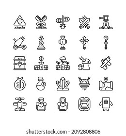 Juego de elementos de juego de caracteres Símbolo de contorno, logotipo e ilustración Vector
