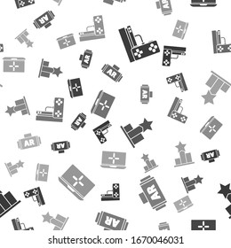Set Game console with joystick, Ar, augmented reality, Star and Laptop on seamless pattern. Vector