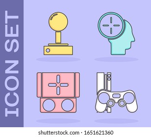 Set Game console with joystick, Joystick for arcade machine, Portable video game console and Head hunting concept icon. Vector