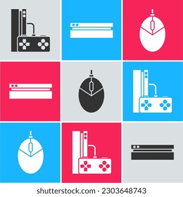 Set Game console with joystick, Video game console and Computer mouse gaming icon. Vector