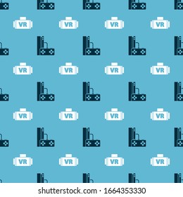 Set Game console with joystick and Virtual reality glasses on seamless pattern. Vector