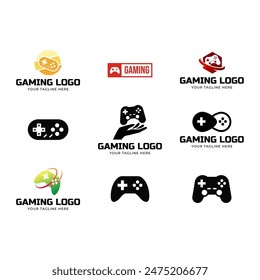 Set of Game console and video games stick logo design template logo.