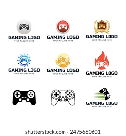 Set of Game console and video games stick logo design template