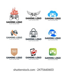 Set of Game console and video games stick logo design template