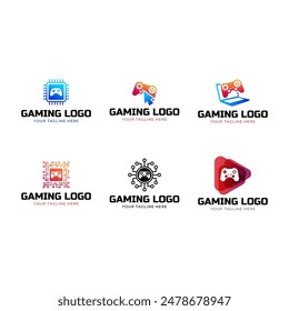 Set of Game console and video games stick logo design template