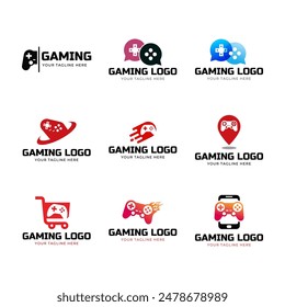 Set of Game console and video games stick logo design template