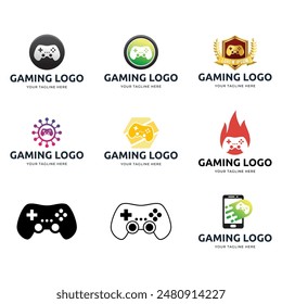 Set of Game console and video games stick logo design template