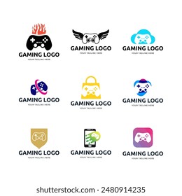 Set of Game console and video games stick logo design template