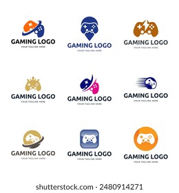 Set of Game console and video games stick logo design template