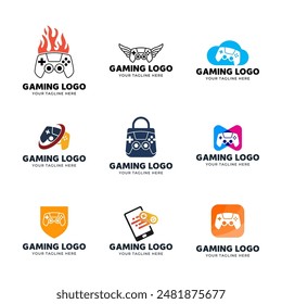 Set of Game console and video games stick logo design template