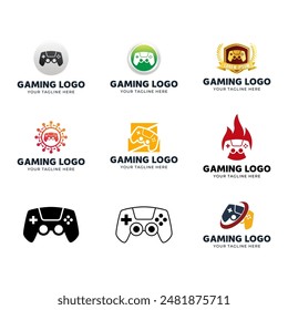 Set of Game console and video games stick logo design template