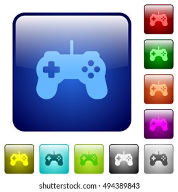 Set of game controller color glass rounded square buttons