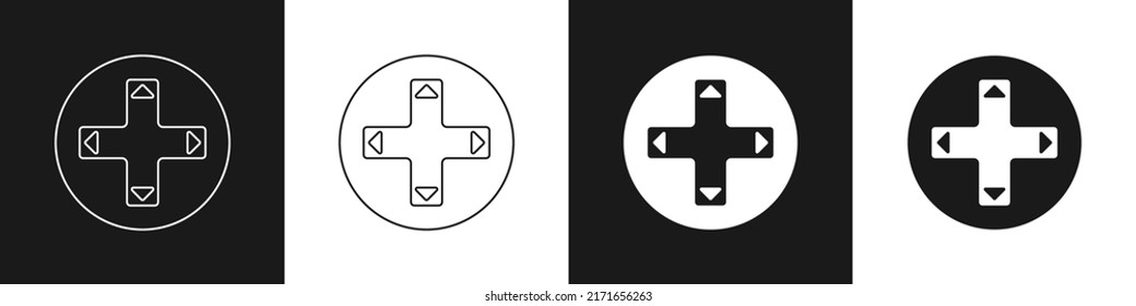 Set Game controller or joystick for game console icon isolated on black and white background.  Vector