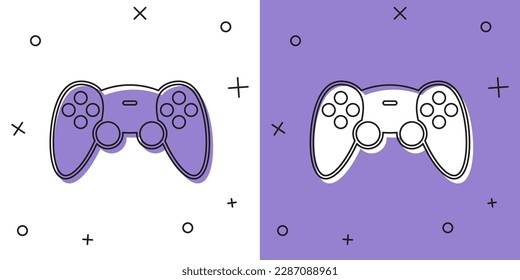 Set Game controller or joystick for game console icon isolated on white and purple background.  Vector