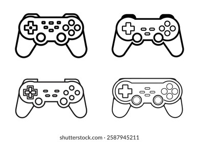 Set of game controller vector art silhouette