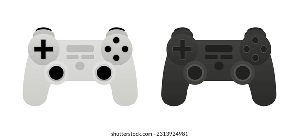 Set of game controllers. Black and white gamepads. Concept outline. Gamepad isolated on white background. Flat design graphic elements. Concept of gaming and video games. Vector illustration