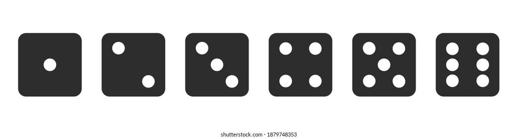 Set of game cubes isolated on white background, dice simple icons