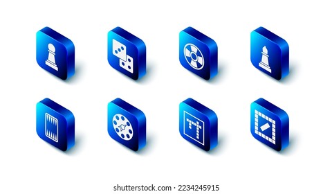 Set Game dice, Casino chip, Chess, Board game, Bingo, Twister, Backgammon board and  icon. Vector