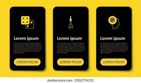 Set Game dice, Dart arrow and . Business infographic template. Vector