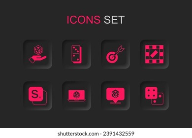 Set Game dice, Domino, Board game, Classic dart board and arrow and Bingo icon. Vector