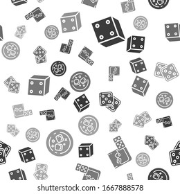Set Game dice, Game dice and glass of whiskey with ice cubes, Game dice and Glass of whiskey and ice cubes on seamless pattern. Vector