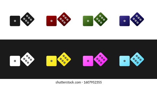Set Game dice icon isolated on black and white background. Casino gambling.  Vector Illustration
