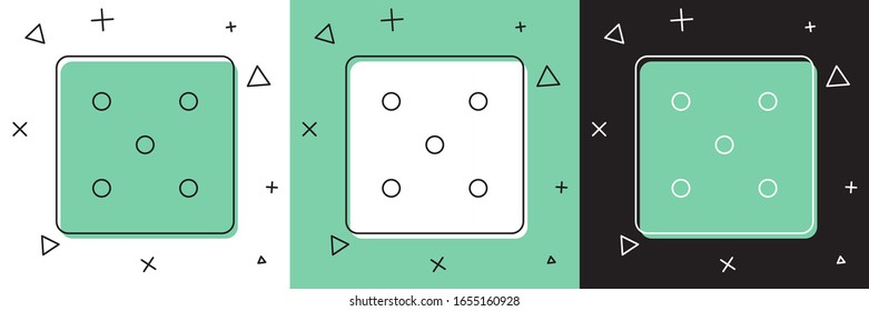 Set Game dice icon isolated on white and green, black background. Casino gambling.  Vector Illustration