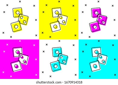 Set Game dice icon isolated on color background. Casino gambling.  Vector Illustration