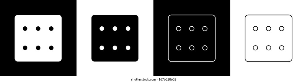 Set Game dice icon isolated on black and white background. Casino gambling.  Vector Illustration