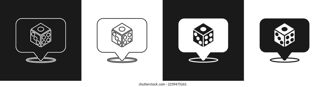 Set Game dice icon isolated on black and white background. Casino gambling.  Vector