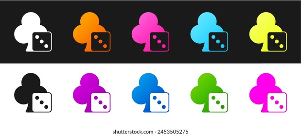 Set Icono de dados de juego aislado sobre fondo blanco y negro. Juegos de casino.  Vector