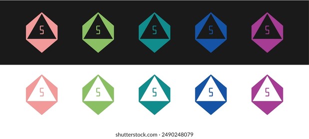 Set Game dice icon isolated on black and white background. Casino gambling.  Vector
