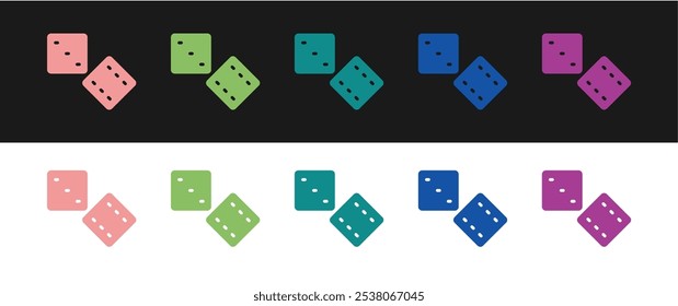 Set Game dice icon isolated on black and white background. Casino gambling.  Vector