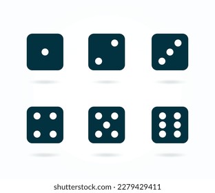 Set of game dice icons vector. Dice in a flat design from one to six. Vector illustration.